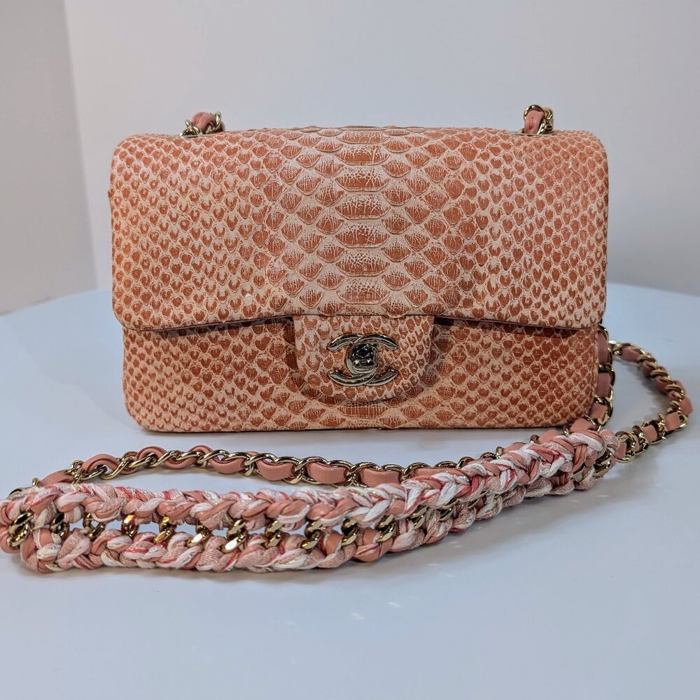 Chanel Salmon Pink Mini Rectangular Classic Flap Bag in Exotic Leather
